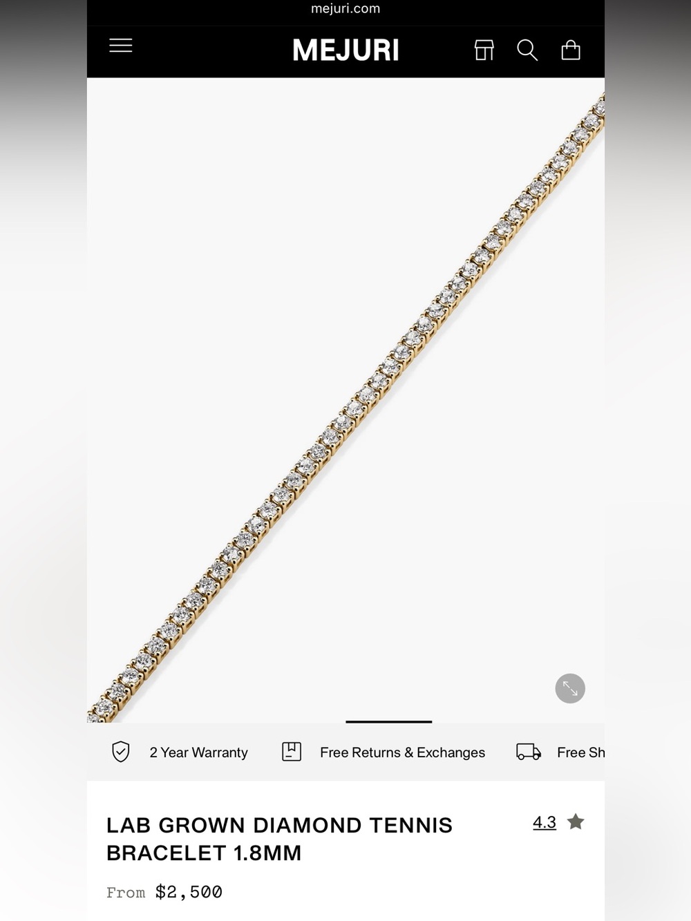 Mejuri Gold Diamond Tennis Bracelet - Picture 6 of 6